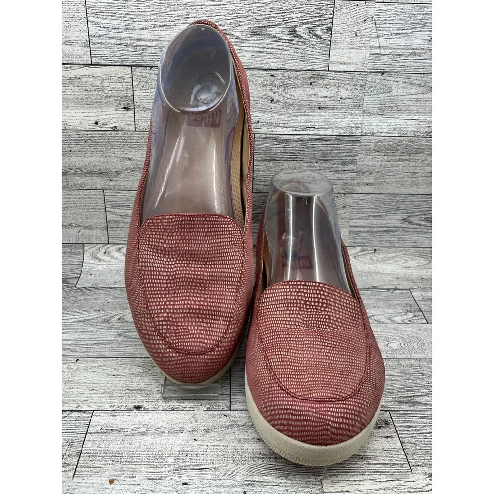 FitFlop Supercomff Women Loafers Rose Red Textured Slip On‎ Flats Size 8.5
